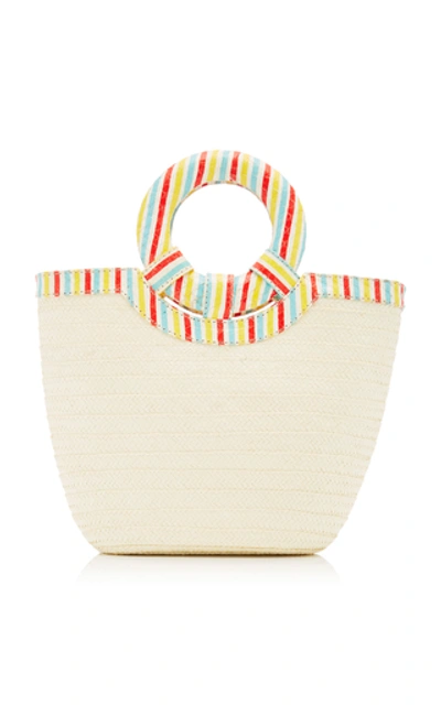 Adriana Castro Striped Watersnake Trimmed Straw Tote In Multi