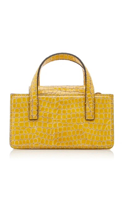 Marge Sherwood Mini Square Croc-embossed Leather Top-handle Bag In Yellow