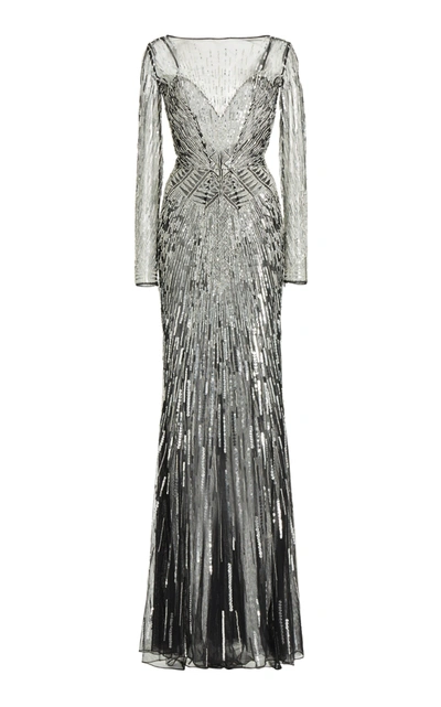 Zuhair Murad Starlight Sequined Chiffon Gown In Black