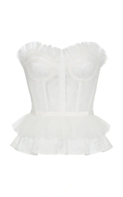 Zuhair Murad Women's Woolf Ruffled Lace Bustier Top In White