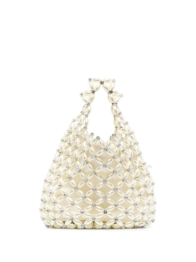 Simone Rocha Faux-pearl Crystal Embellished Handbag In White