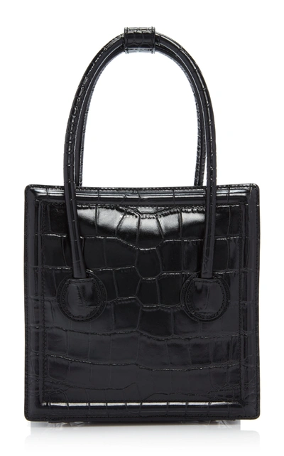Marge Sherwood Boston S Croc-effect Leather Top Handle Bag In Black