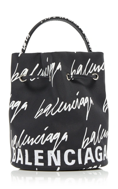 Balenciaga Extra Small Wheel Logo Bucket Bag In Black/ White