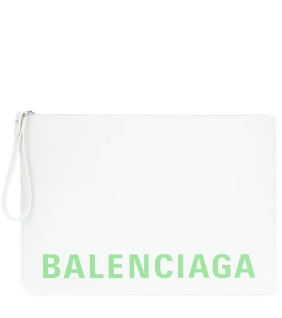 Balenciaga Printed Textured-leather Pouch In White
