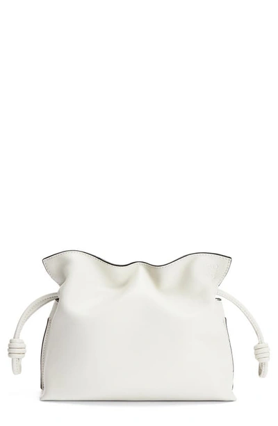 Loewe Mini Flamenco Leather Clutch In Soft White