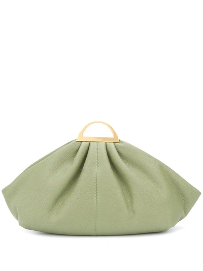 The Volon Gabi Textured-leather Clutch In Green