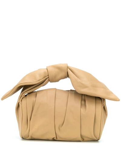 Rejina Pyo Nane Camel Leather Clutch In Brown