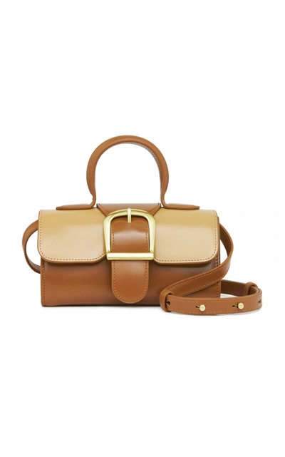Rylan Mini Satchel Two-tone Leather Top Handle Bag In Brown