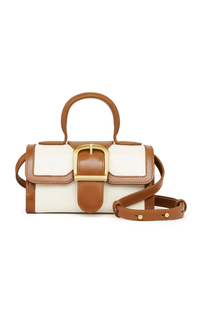 Rylan Mini Satchel Contrasting Leather Top Handle Bag In White