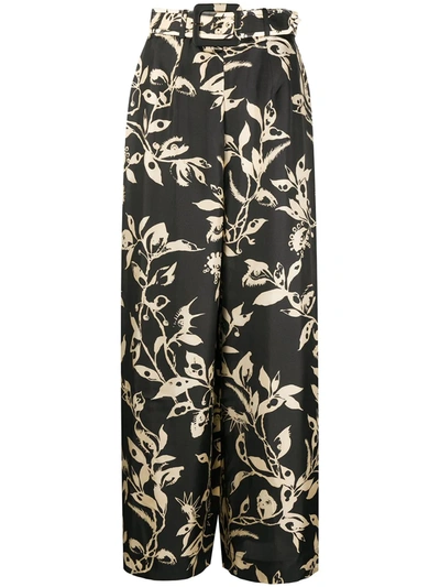 Zimmermann Ladybeetle Belted Printed Silk-twill Wide-leg Pants In Multi