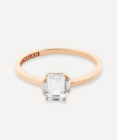Suzanne Kalan Rose Gold Emerald Cut White Topaz And Diamond Ring