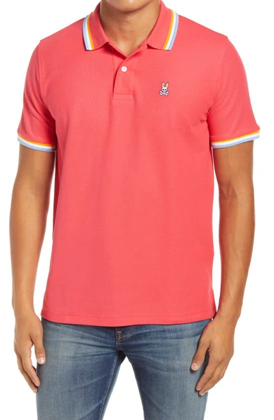 Psycho Bunny Bower Tipped Short Sleeve Polo In 668 Camelia