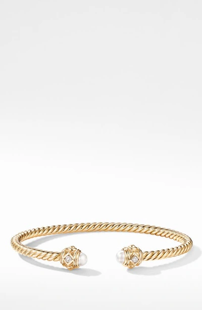 David Yurman Women's Renaissance Bracelet In 18k Yellow Gold With 4.25-4.75mm Pearls & Diamonds