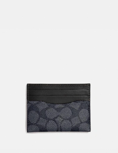 Coach Card Case In Signature Canvas In Charcoal/black
