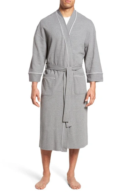 Majestic Waffle Knit Dressing Gown In Fog