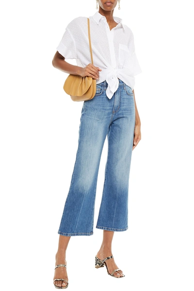 Current Elliott The Femme Faded High-rise Kick-flare Jeans In Mid Denim