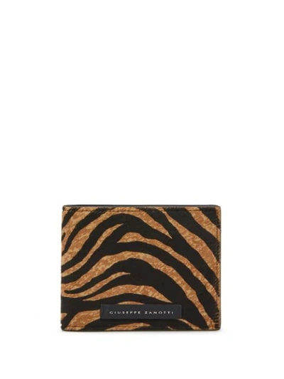 Giuseppe Zanotti Calf Hair Leather Bi-fold Wallet In Brown