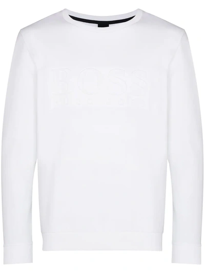 Hugo Heritage Logo Cotton Sweatshirt In White