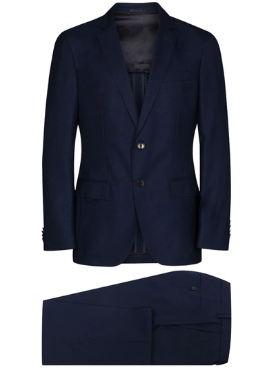 Hugo Boss Helford Ganders Wool Suit In Blue