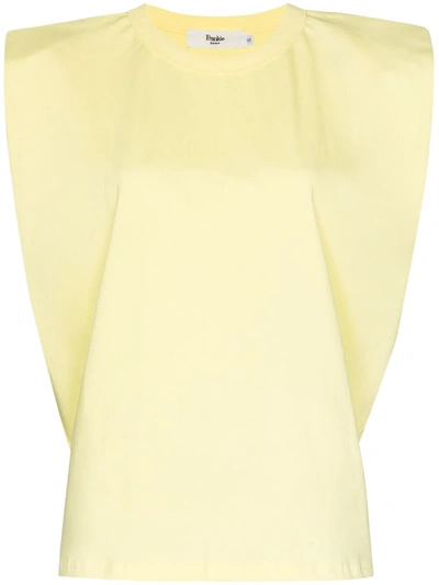 The Frankie Shop Eva Padded Cotton T-shirt In Yellow