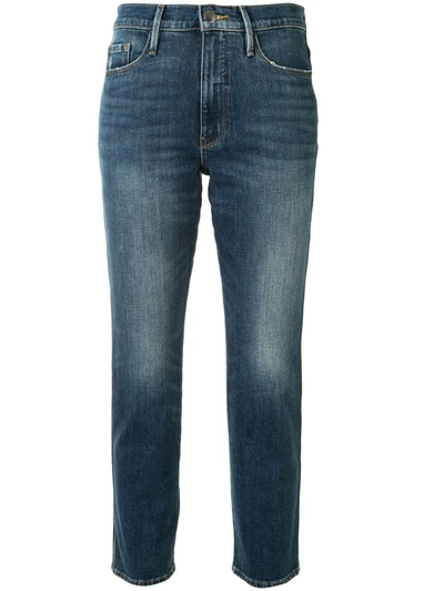 Frame Le Sylvie High Rise Slim Straight Biodegradable Jeans - Terre In Blue