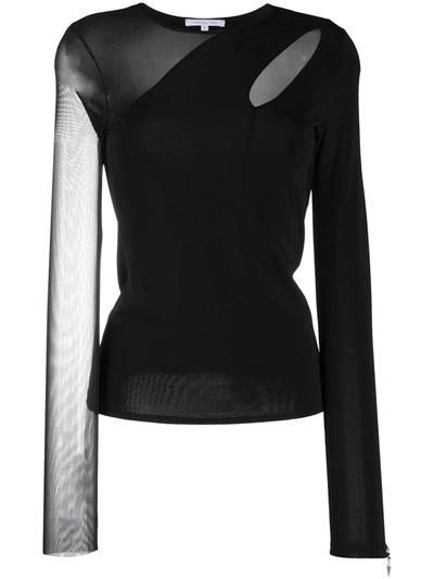 Patrizia Pepe Contrast Cut-out Top In Black