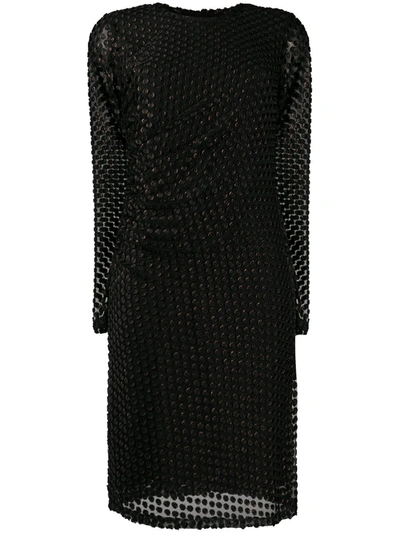 Steffen Schraut Polka-dot Fil-coupé Dress In Black