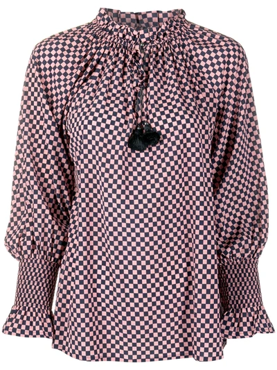 Steffen Schraut Checkerboard Tassel Blouse In Pink