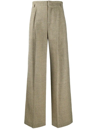 Chloé Houndstooth-pattern Wide-leg Trousers In Green