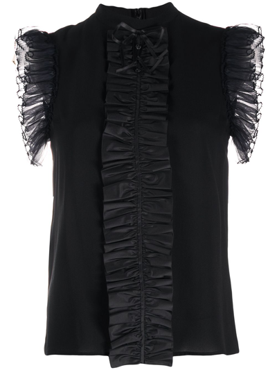 Gucci Panelled Collar Sleeveless Top In Black