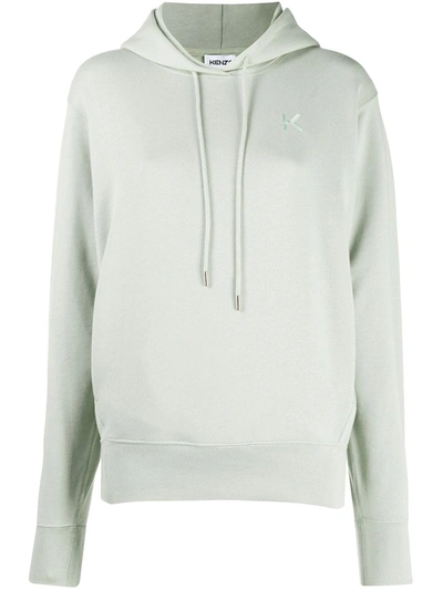 Kenzo Embroidered Logo Cotton Hoodie In Green