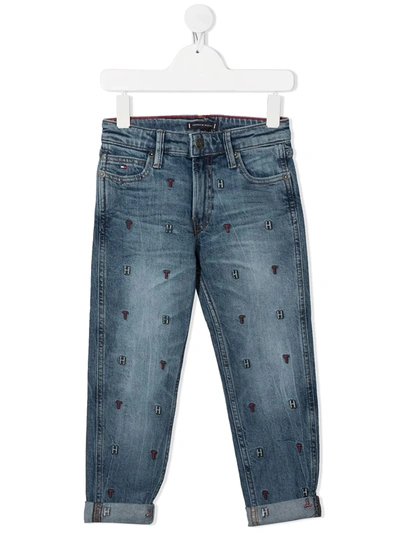 Tommy Hilfiger Junior Teen Embroidered Logo Straight Jeans In Blue