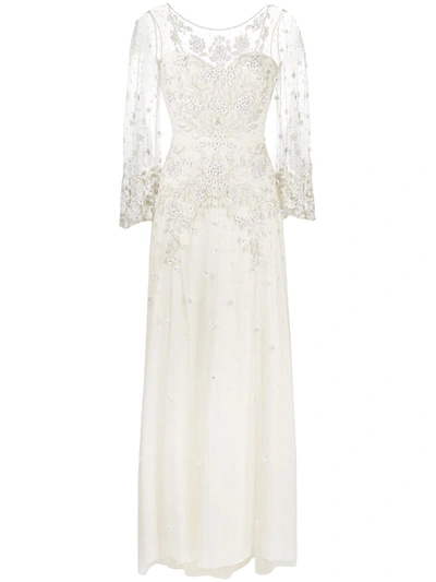 Jenny Packham Apache Embroidered-tulle Wedding Gown In Neutrals