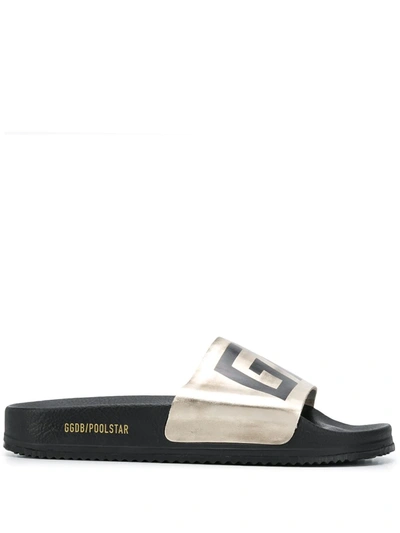 Golden Goose Laminated Logo Slides In Black