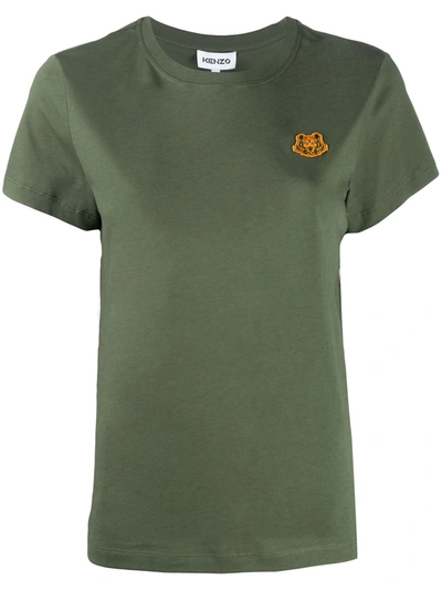 Kenzo Embroidered Appliqué T-shirt In Green