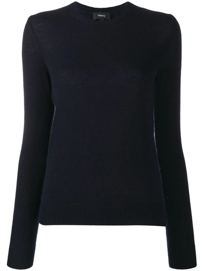 Theory Fitted Cashmere Pullover In Blue