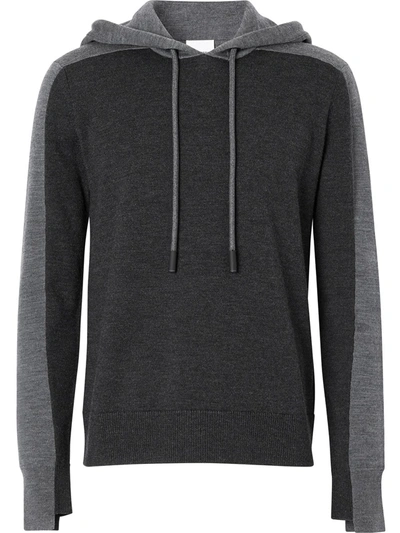 Burberry Black And Grey Wool Hoodie