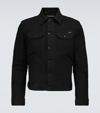 Tom Ford Stretch-cotton Moleskin Trucker Jacket In Black