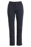 Nili Lotan Jenna Slim Crop Stretch Twill Pants In Washed Marine Navy