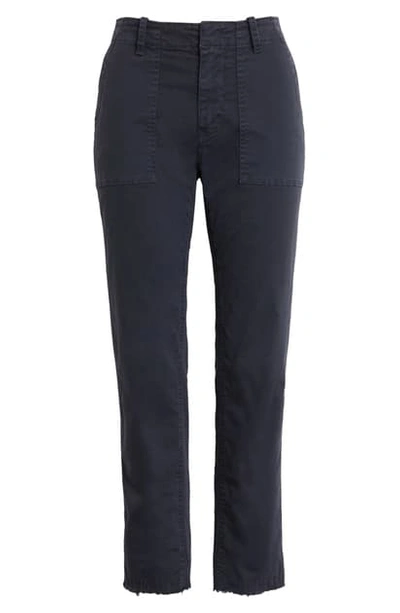 Nili Lotan Jenna Slim Crop Stretch Twill Pants In Washed Marine Navy