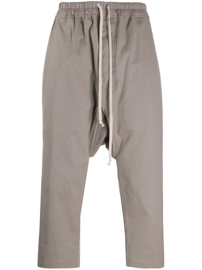 Rick Owens Drop-crotch Cropped Trousers In Grey