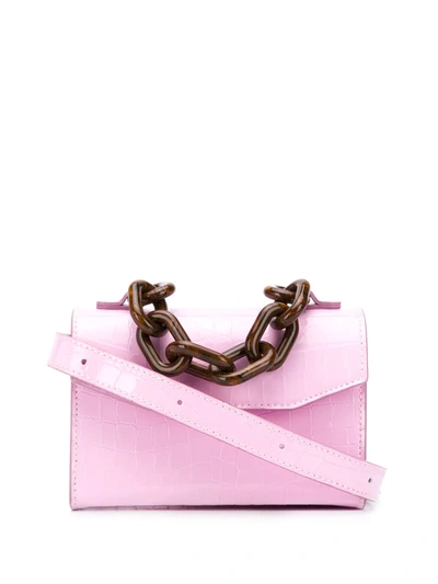 Ganni Belly Croc Belt Bag In Pink