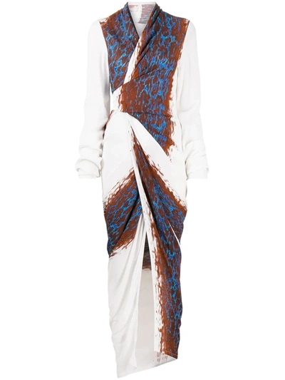 Rick Owens Abstract-print Wrap Maxi Dress In White