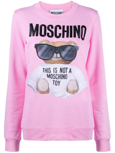 Moschino Logo Embroidered Graphic Print Sweatshirt In Pink