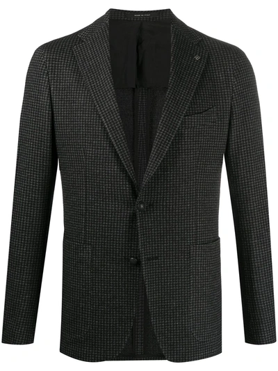 Tagliatore Houndstooth Suit Jacket In Black