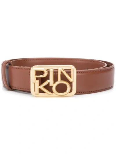 Pinko Fischio Logo-buckle Belt In Brown