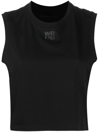 Alexander Wang T Logo-print Cropped Top In Black