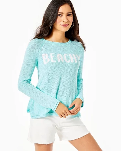 Lilly Pulitzer Danette Sweater In Sea Glass Aqua Beachy Intarsia