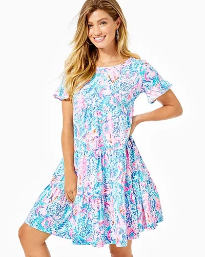 Lilly Pulitzer Jodee Short Sleeve Swing Dress In Bali Blue Spotted On Worth  | ModeSens