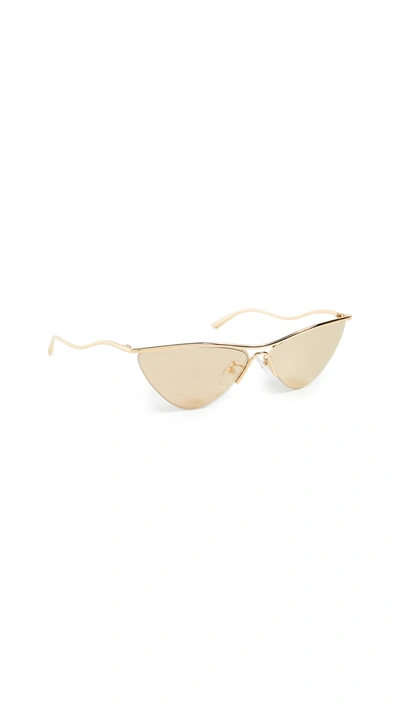 Balenciaga Curve Narrow Cat Eye Sunglasses In Gold